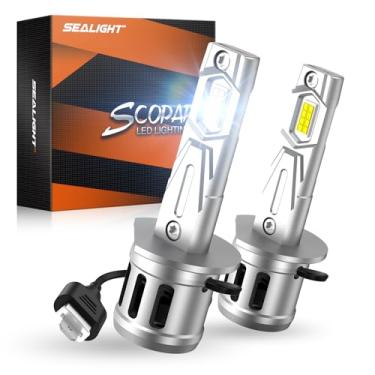 Imagem de SEALIGHT Lâmpada LED de farol H1, 40000LM 6000K saída Canbus pronta, lâmpadas H1 para esportes motorizados IP68 Vida útil de 60.0000 horas, tamanho 1:1 instalação em 3 minutos, pacote com 2