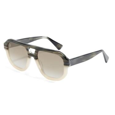 Imagem de JRLLFD Óculos de sol vintage grandes de acetato, óculos polarizados, armação grande masculina (bege tartaruga)