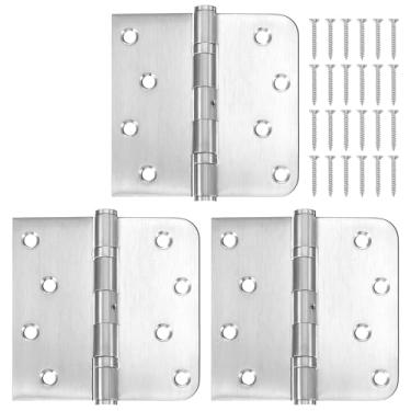 Imagem de DOPENSPI Pacote com 3 dobradiças pesadas de aço inoxidável 304, dobradiças de porta externa de 10 x 10 cm com capacidade de rolamento com quadrado e raio de 5/20.3 cm