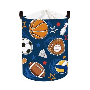 Imagem de Clastyle Cesto de roupa suja bola esportiva cesta de armazenamento de livros estrela para banheiro caixa de armazenamento dos pais para organizar roupas de brinquedo, basquete de futebol, 36 x 45 cm