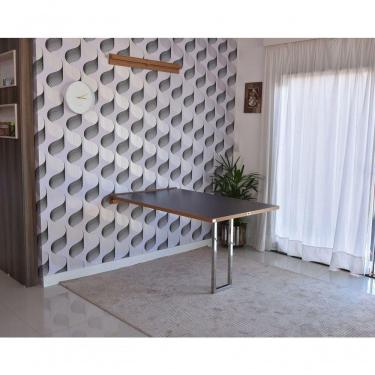 Imagem de Mesa Dobrável Retrátil De Parede Inox 140x89 Preto/noronha
