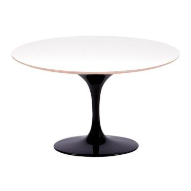 Imagem de Mesa Saarinen Oval Fórmica Branca 198x122cm - Base Preta