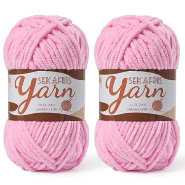 Imagem de Pacote com 2 fios de veludo fofo para crochê, cobertor de bebê macio para crochê, fios amigurumi de 100 g, fios de crochê de chenille de pelúcia, fio de quebra-cabeça para artesanato de tecelagem de