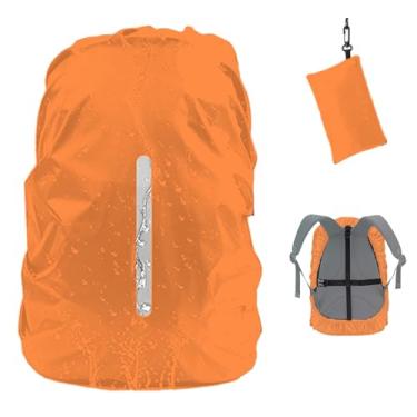 Imagem de GUKOY Capa de chuva para mochila impermeável com alça refletiva (8-70L), 2 tiras ajustáveis antiderrapantes com fivela cruzada, à prova de chuva, à prova de neve, laranja M (para mochila de 26-40L)
