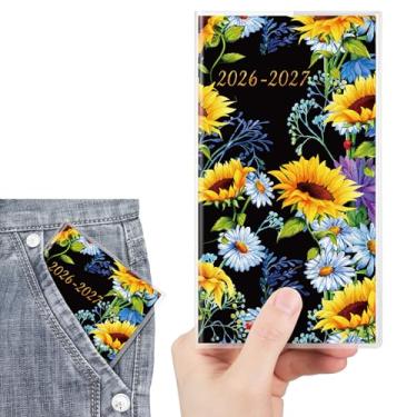 Imagem de ReliThick Calendário de bolso 2026 para bolsa, agenda mensal pequena para mulheres, agenda semanal prática de bolso, diário, presente de Natal e ano novo, irmãs amigas e mulheres (2026-2027, margarida