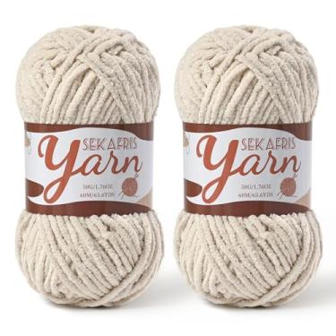 Imagem de Pacote com 2 fios de veludo fofos para crochê, cobertor de bebê macio para crochê, fios amigurumi de 100 g, fios de crochê de chenille de pelúcia, fio de quebra-cabeça para artesanato de tecelagem de