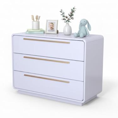 Imagem de Cômoda Infantil Wave Divicar com Cantos Redondos - 4 Gavetas, Design Moderno, Segura e Pintura Atóxica para Bebê (BRANCO)