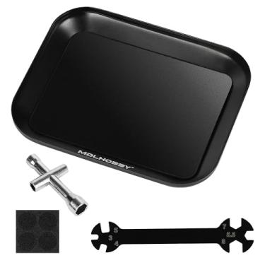 Imagem de Mini Micro Magnetic Tray RC Car Tool Kit Hex Socket RC Wheel Wrench Tool Hex Nut Driver Tiny RC Model Car Repair Tool Set - for 1/8 1/10 Scale RC Cars, Includes 4-Way 6-in-1 Screwdriver Black