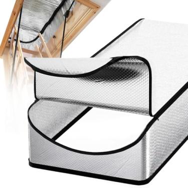 Imagem de Capa de isolamento de porta do sótão, 63,5 cm x 137,2 cm x 28 cm, capa de isolamento de barraca de sótão com zíper, folha de alumínio extra grossa para calor de verão, frio do inverno, umidade