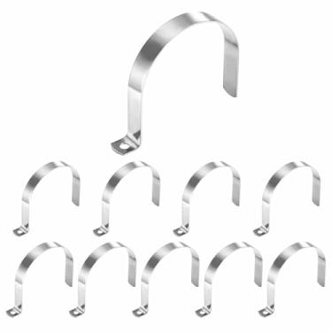 Imagem de HARFINGTON Alça de tubo de 8,5 cm, clipe de conduíte de aço inoxidável 304, 10 peças, braçadeira de alça de furo único para fixação de cabo de tubo de tubo (89 mm, prata)