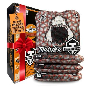 Imagem de Bolsas Titan Bags Thrasher Cornhole – 15,24 cm x 15,24 cm ACL PRO Aprovado Sacos de Feijão Cornhole para Torneios – Sacos versáteis e duráveis ideais para jogos de arremesso interno/externo – Geode