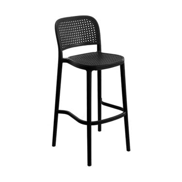 Imagem de Banqueta Amis Preta Em Polipropileno Simulando Palha No Assento E Encosto Or Design