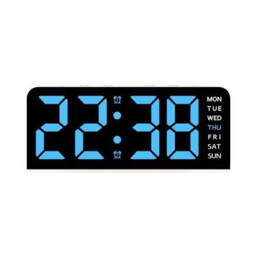 Imagem de Despertador Digital LED Com Alarme Duplo, Alimentado Por USB, Luz Ambi