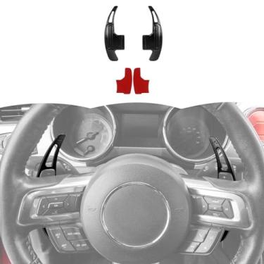 Imagem de RT-TCZ Capa de acabamento de câmbio estendida para volante acessórios interiores para Ford Mustang 2015-2023, preto