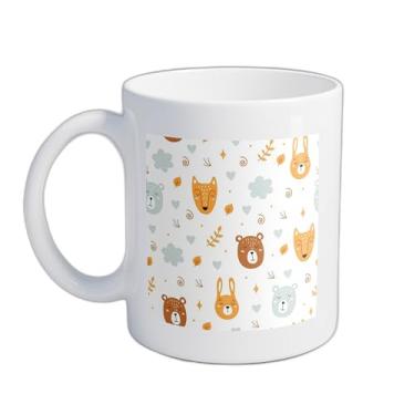 Imagem de Caneca Xícara de Café Porcelana 300ml Com Desenho Infantil De Animais Fofos