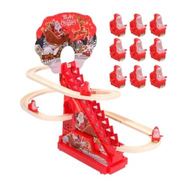 Imagem de oshhni Brinquedo de escalada com escorregador elétrico e luzes, divertido brinquedo de escalada com Papai Noel natalino, luzes e música, com 12 Figuras Do Papai Noel