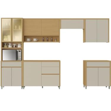 Imagem de Armário De Cozinha Completa 100% Mdf 12 Portas 5 Gavetas Carvalho/Off White