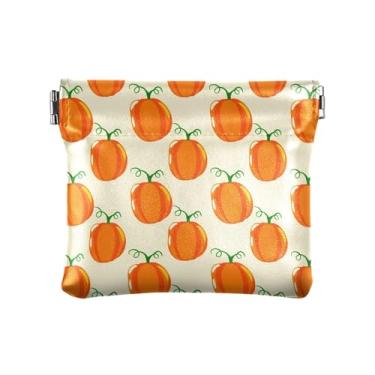 Imagem de Burbuja Bolsa feminina de apertar abóboras de Halloween, porta-moedas, de couro, portátil, mini porta-moedas, batom, organizador de cosméticos