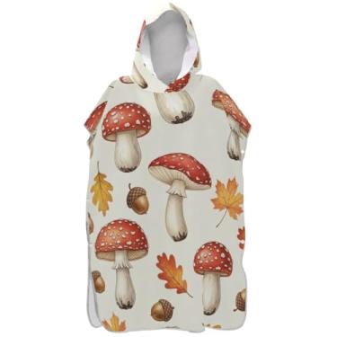 Imagem de Joisal Poncho de surfe leve para adultos trocador de roupas de banho de praia com capuz cogumelos ponchos adultos para mulheres