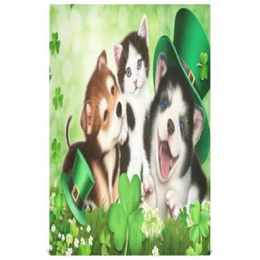 Imagem de Joisal Toalha de chá fofa de São Patrício Filhote de Cachorro de São Patrício Toalhas de prato decorativas para lavar pratos absorventes macios 45 x 71 cm, 4 pacotes com 4