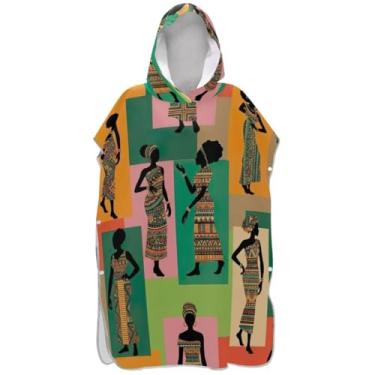 Imagem de Joisal Retrô feminino colorido surfe poncho trocador adulto reutilizável masculino poncho com capuz toalha de praia impressão