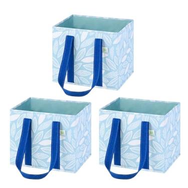 Imagem de VENO Pacote com 3 sacolas de compras reutilizáveis de Natal, sacolas de compras para mantimentos, sacola com alças e fundo rígido, organizador de carrinho de compras dobrável, resistente à água