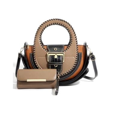Imagem de Bolsa de designer preta multicolorida couro vintage bolsa feminina grande capacidade multicamadas 2025 nova em crossbody, Cinza