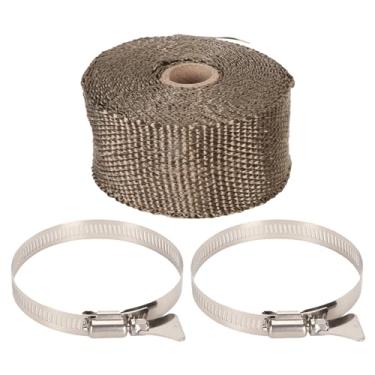 Imagem de Hyuduo Tubo de Escape de Fita Isolante de Fibra de Vidro à Prova de Fogo, Envoltório de 196,9 X 2,0 pol., Removível, Diâmetro do Clipe 6,5-9 Cm, Resistência a Altas Temperaturas, Isolamento