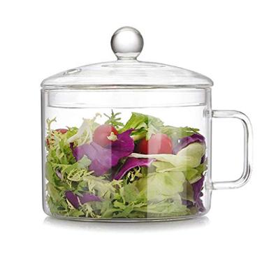 Imagem de Conjuntos de utensílios de cozinha, tigela de cozinha de vidro transparente, multifuncional, abertura de fogo, panela de saúde com alça, panela de macarrão instantâneo para panelas domésticas (tamanho