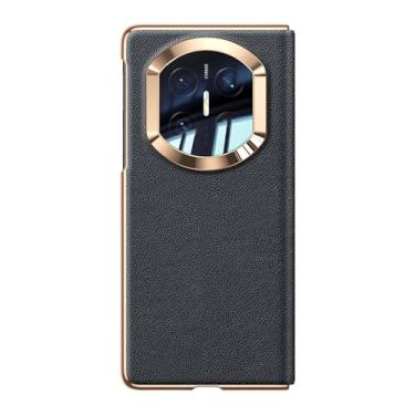 Imagem de LYJSMGZ Capa de couro genuíno para Huawei Mate X7, padrão Napa magnético galvanizado, capa de proteção de corpo inteiro, suporta carregamento sem fio, preta, Mate X7