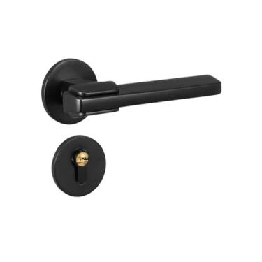 Imagem de VTGVVVTR Fechadura minimalista magnética silenciosa de madeira maciça liga de zinco engrossada para quarto fechadura de porta interior de escritório apartamento (liga de alumínio SP356preta)