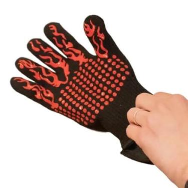 Imagem de Luva Térmica Resistente ao Calor Alta Proteção Antiderrapante Para Churrasco Forno Cozinha Aramida 34cm