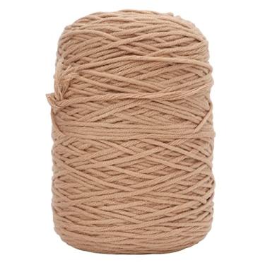 Imagem de Fio de crochê fio de tricô tufos fio macio elástico confortável pele amigável diy tapete material algodão 1pc casa a maioria dos cenários (26 cáqui)