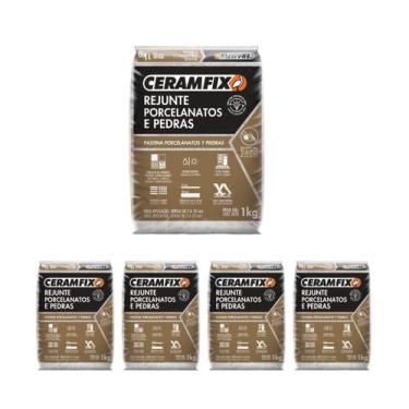 Imagem de Kit 5 Rejunte Porcelanato E Pedra Cinza Classico Ceramfix