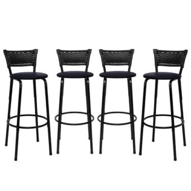 Imagem de kit 4 Banquetas Cadeiras Bancos Altas Balcão Ilha Bar Bancada Cozinha 