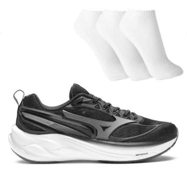 Imagem de Tênis Mizuno Space 5 Masculino + 3 Pares de Meias, 38, Preto, Prata