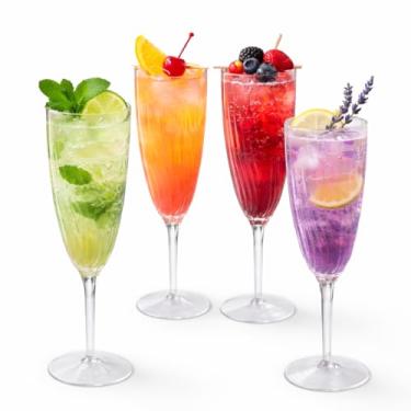 Imagem de Oojami Taças de champanhe de plástico transparente de 170 g, pacote com 24, flauta de champanhe de plástico rígido descartável, festa, casamento, brindes, taças de champanhe