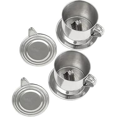 Imagem de 2 conjuntos de filtros de café vietnamita de aço inoxidável, pote de café, copo de infusão de gotejamento, bule de chá, sem necessidade de papel, gotejamento, cafeteira, filtro, máquina de filtro