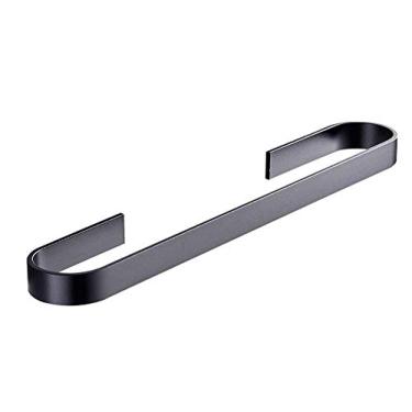 Imagem de 3FLQOOPP Suporte de toalha de alumínio toalheiro de banheiro único pólo em forma de U design de economia de espaço, suporte de toalha preto espesso alargado montado na parede 24 cm