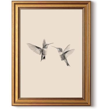Imagem de quadros de decoração de parede emoldurados a ouro impressões de pinturas beija-flor ouro 40,6 x 61 cm