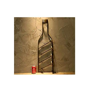 Imagem de HHHJQFAAT Prateleiras de vinho, rack de vinho vintage, pendurar na parede, casa, restaurante, bar, parede, loft, criativo, bar, decoração de parede, suporte de garrafa de vinho/bronze (Bronze)