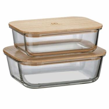 Imagem de Kit Travessa de Vidro Herméticos Electrolux Tampa de Bambu 2 unidades