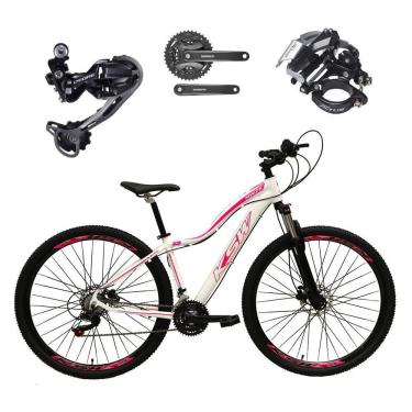 Imagem de Bicicleta Aro 29 Ksw Mwza Feminina Câmbio Deore E Altus 27v F/hidráulicos Garfo Trava - Branco/rosa Tam.15