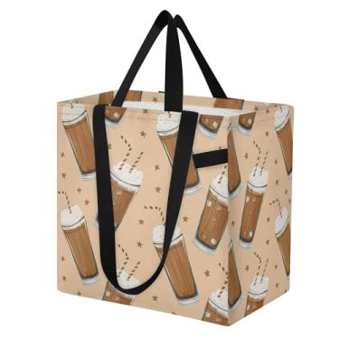 Imagem de SEHANY Sacolas de compras reutilizáveis de sorvete de verão com alças reforçadas, bolsa de compras de lona dobrável à prova d'água de grande capacidade para viagem, cozinha, praia