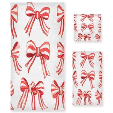 Imagem de xigua Conjunto de toalhas de banheiro com laços listrados em aquarela toalha de banho macia absorvente de 3 peças toalha de mão toalhas decorativas para banheiro, academia, hotel, praia, piscina