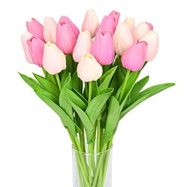 Imagem de NevStp 10 peças de tulipa flor artificial toque real buquê artificial PE flor falsa para decoração de casamento flores decoração de jardim casa, mix5