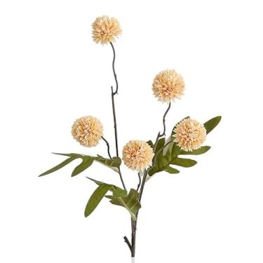 Imagem de Buquê Artificial de Dente-de-Leão e Rosas com Folhas de Eucalipto – Flores de Seda Decorativas(Amarelo)