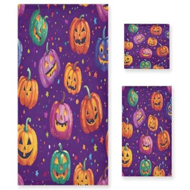 Imagem de xigua Conjunto de toalhas de banheiro coloridas abóboras absorventes macias 3 peças toalha de banho toalha de mão toalhas decorativas para banheiro, academia, hotel, praia, piscina