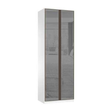 Imagem de Guarda Roupa Modulado 2 Portas 2 Cabideiros 80cm Prime Com Vidro Reflecta Prata Luciane Móveis