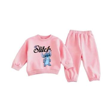Imagem de Conjunto De Moletom Com Estampa De Cartoon Stitch Para Meninas, Hoodie